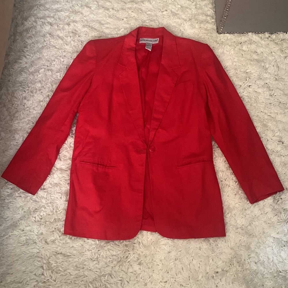 VINTAGE 80s Oversized Red Linen Blazer